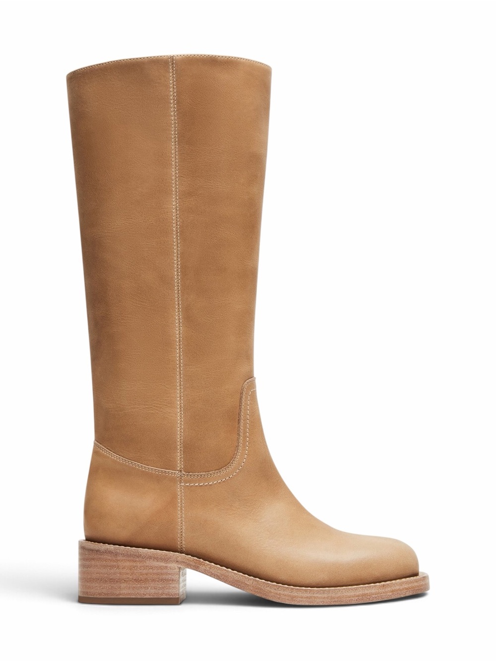 Steve Madden – Riggs Knee-High Leather Boots – Square Toe – Banana – Sz. 8
